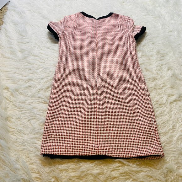 CeCe Women's Woven Short Sleeve Mini Knit Dress with Bow Detail Red Black White - Picture 6 of 10